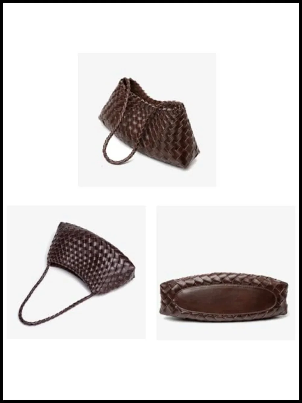 Woven Hobo Shoulder Bag Faux Leather Handbag Crossbody Purse